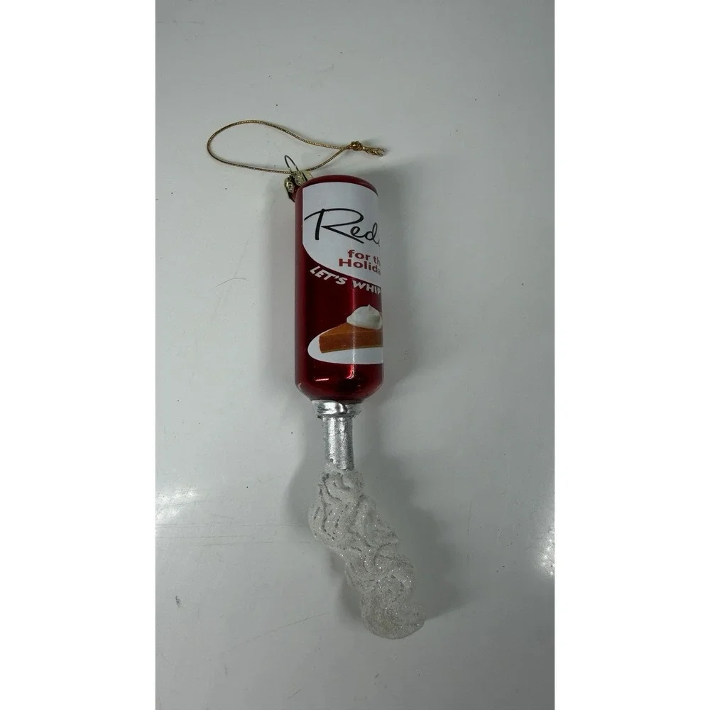Paper Source Reddi-wip Glass Christmas Tree Ornament Red Dessert Foodie Decor